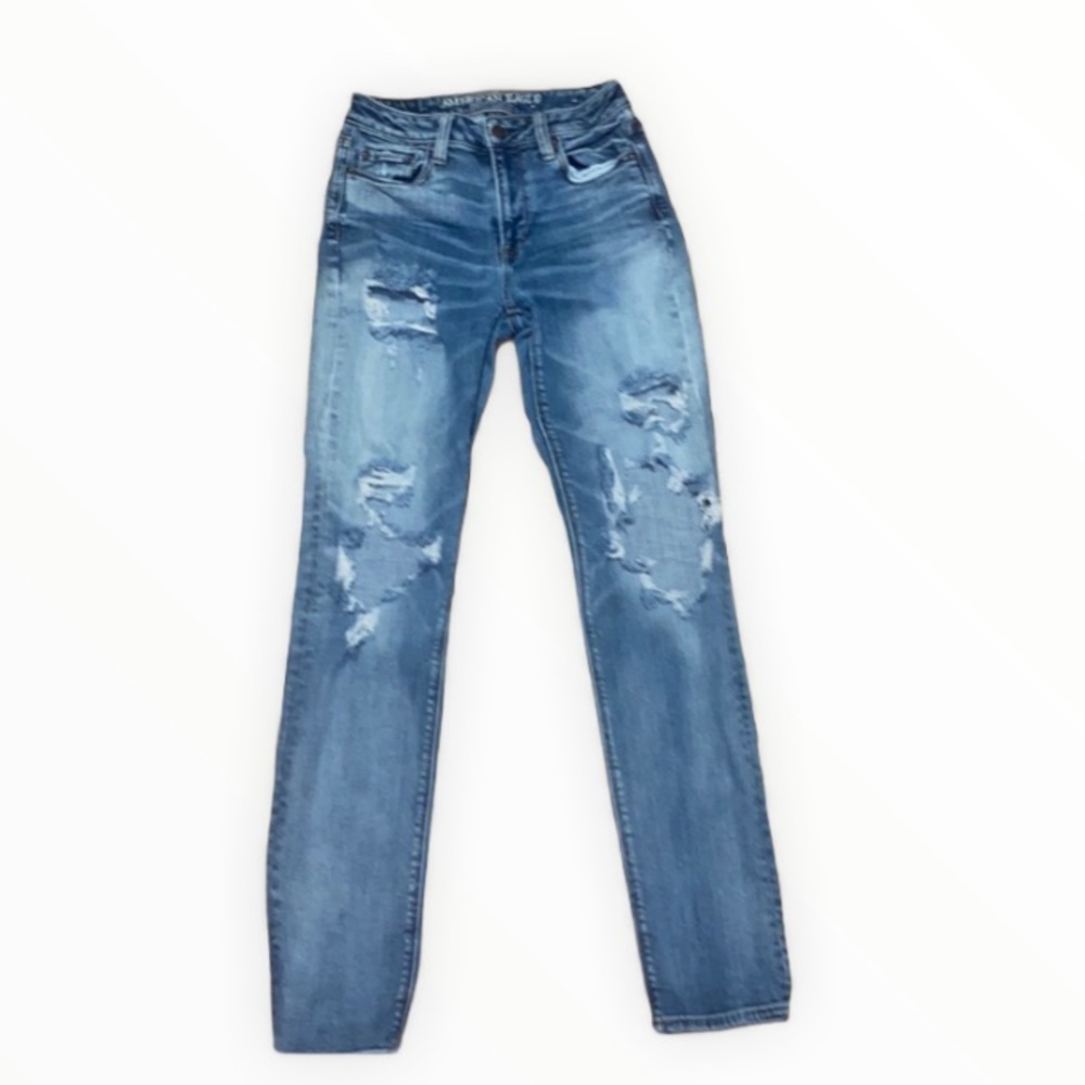 AMERICAN EAGLE, blue ripped jeans, size 0